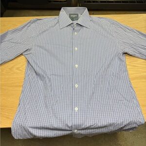 Bonobos Men’s Light Blue and White Micro-Check Dress Shirt
